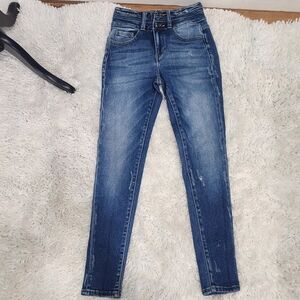 KanCan Sexy Signature High Waist Skinny Jeans With Fade and Distressing, Size 25